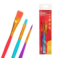 Набор кистей Синтетика 3 штуки ЗХК "Цветик" №10 (круглая №: 5; плоские №: 6,14) Набор кистей Синтетика 3 штуки ЗХК "Цветик" №10 (круглая №: 5; плоские №: 6,14)