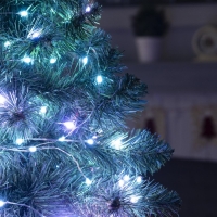 Гирлянда &laquo;Нить&raquo; 10 м роса, IP20, серебристая нить, 100 LED, пульт ДУ, свечение RGB, USB