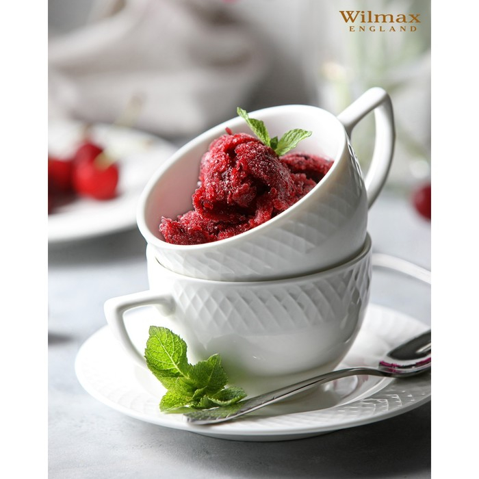 Кофейная пара фарфоровая Wilmax &laquo;Юлия Высоцкая&raquo;, 2 предмета: чашка 150 мл, блюдце d=13 см, цвет белый