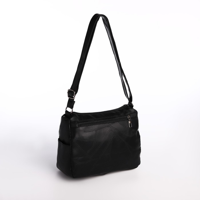 Сумка женская на одно плечо, на молнии, цвет чёрный Сумка женская на одно плечо, на молнии, цвет чёрный