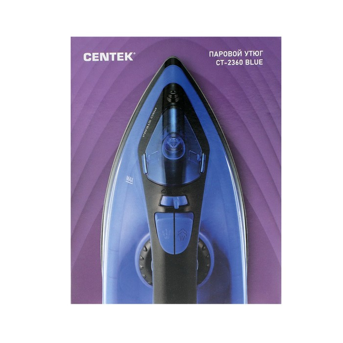 Утюг Centek CT-2360, 1600 Вт, антипригарная подошва, 200 мл, чёрно-синий Утюг Centek CT-2360, 1600 Вт, антипригарная подошва, 200 мл, чёрно-синий