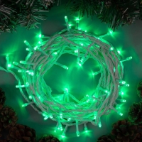 Гирлянда &laquo;Нить&raquo; 10 м, IP20, белая нить, 100 LED, свечение зелёное, 8 режимов, 220 В
