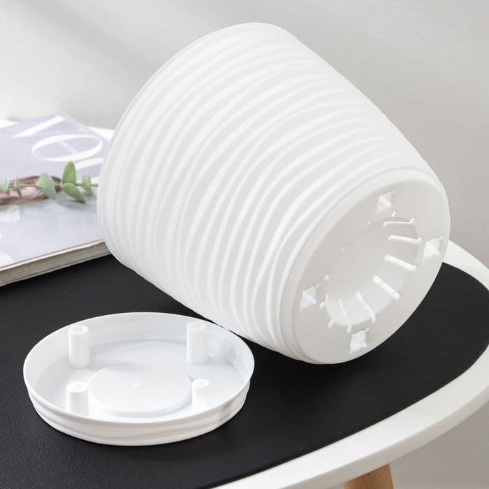 Горшок с поддоном &laquo;Дюна&raquo;, 3 л, цвет белый