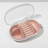 Подставка для украшений «Шкатулка портативная» 3 ячейки, 7 полос, 15×8×5 см, цвет розовый Подставка для украшений «Шкатулка портативная» 3 ячейки, 7 полос, 15×8×5 см, цвет розовый