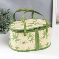 Шкатулка бамбук "Листья" с ручками, молния 16х20х30 см