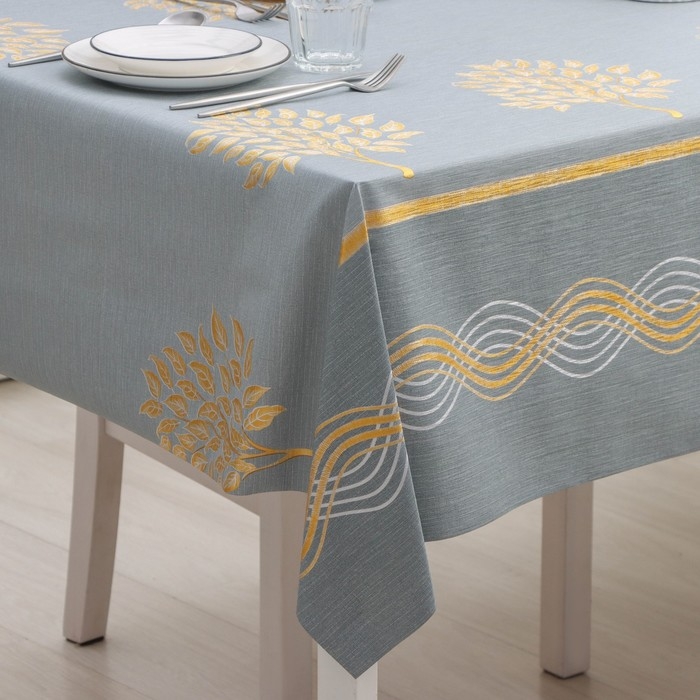 Клеёнка на стол &laquo;Золотой блик&raquo;, на тканевой основе, рулон 20 метров, ширина 137 см