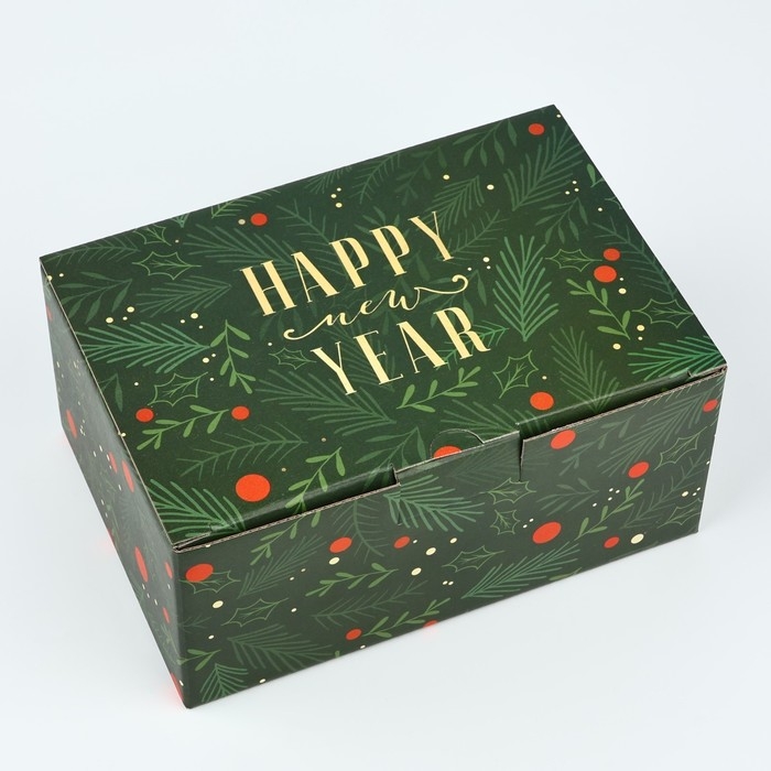 Коробка подарочная новогодняя складная &laquo;С новым годом&raquo;, 22 х 15 х 10 см, Новый год