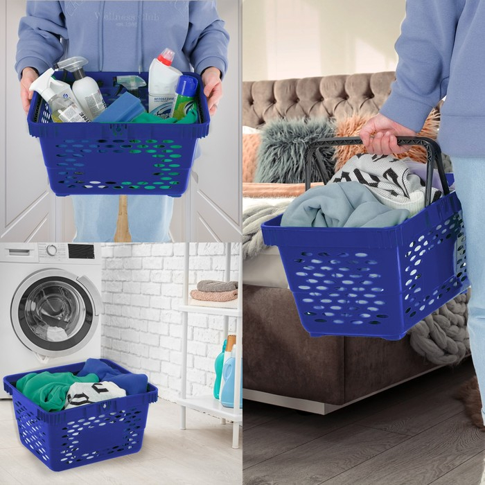 Корзина покупательская пластиковая 28 л, 50×34×26 см, цвет синий Корзина покупательская пластиковая 28 л, 50×34×26 см, цвет синий