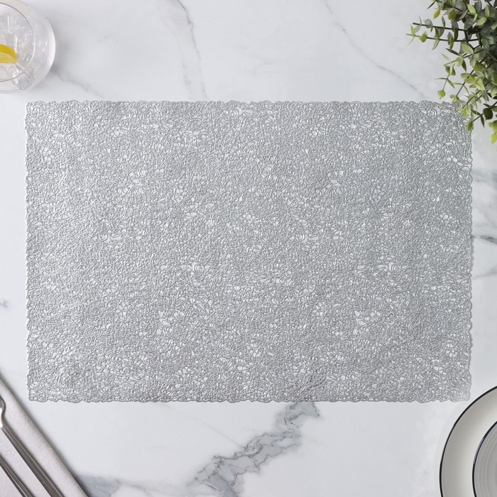 Салфетки сервировочные на стол Доляна &laquo;Соломка&raquo;, 30&times;45 см, 4 шт, серебряные