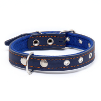 Ошейник комбинированный кожа/брезент, безразмерный, 56 х 2,5 см, ОШ 25-51 см, синий Ошейник комбинированный кожа/брезент, безразмерный, 56 х 2,5 см, ОШ 25-51 см, синий