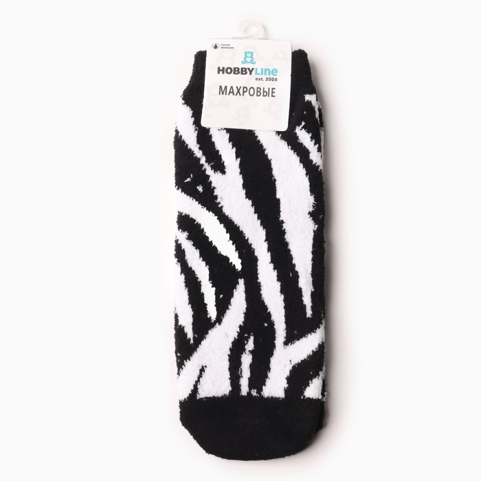 Носки женские махровые &laquo;Зебра&raquo;, цвет чёрный/белый, размер 36-40