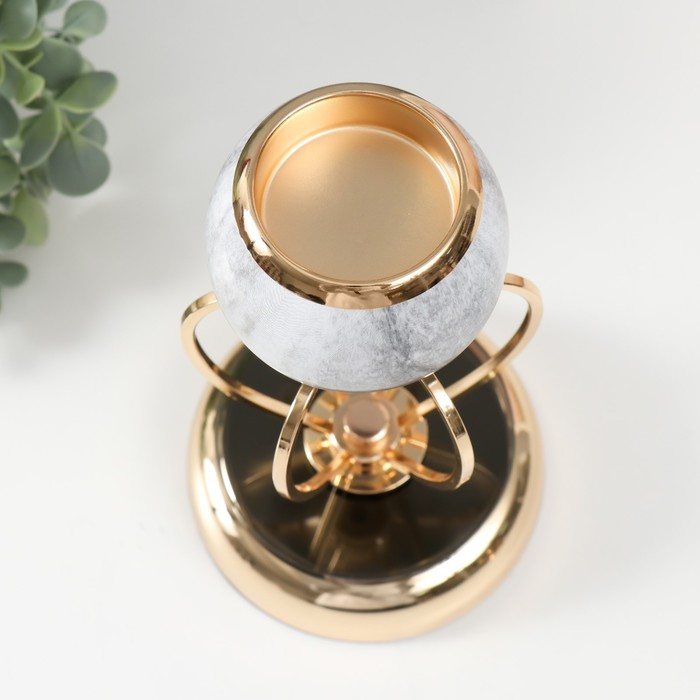 Подсвечник металл на 1 свечу Подсвечник металл на 1 свечу "Тёмно-серый мрамор" МИКС золото 24х14х14 см