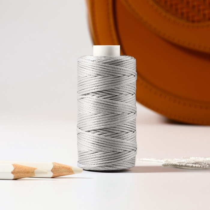 Нитки вощёные, плоские, 210D/16, 1 мм, 50 &plusmn; 2 м, цвет серый