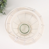 Подсвечник металл, PVC "Фонарик. Плетёнка" белый 39х25х25 см