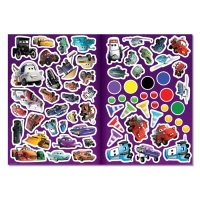 Набор &laquo;Учим цвета и решаем задачки&raquo;: 2 книги-раскладушки + многоразовые наклейки + 2 маркера, Тачки