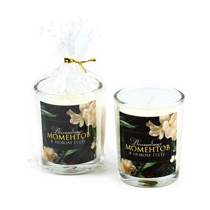 Свеча с наклейкой &laquo;Волшебных моментов&raquo;, аромат дыня,5х6х5 см