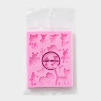 Молд Доляна &laquo;Зверята&raquo;, 9,5&times;7,5&times;1 см, цвет розовый