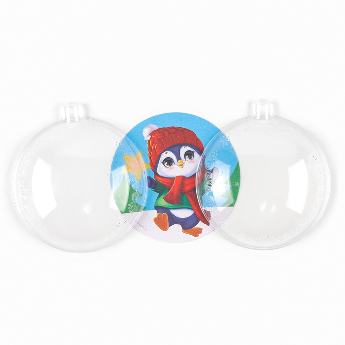 Ёлочный шар - фреска своими руками на новый год &laquo;Пингвин&raquo;, новогодний набор для творчества