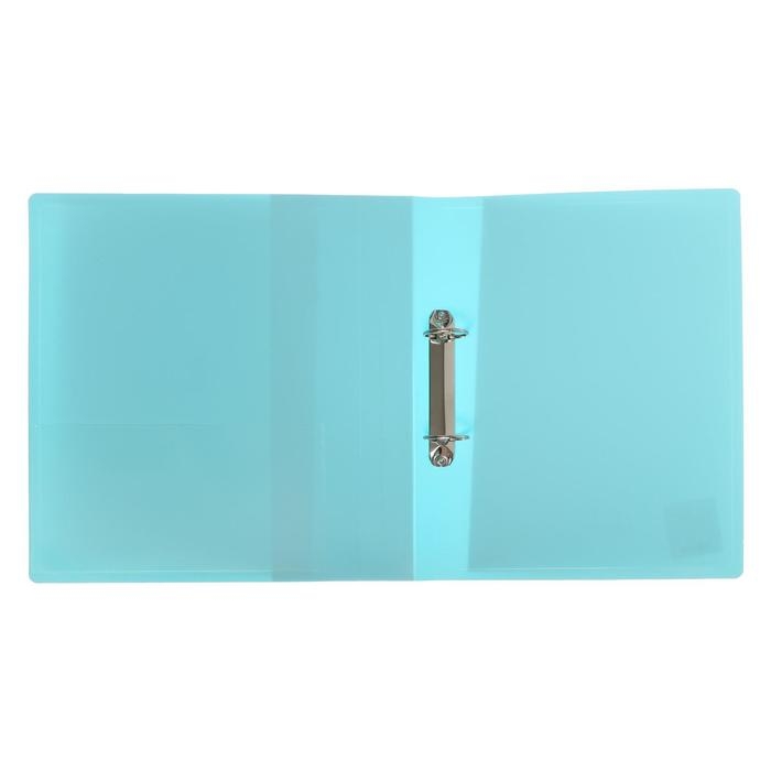 Папка на 2 кольцах А4 Calligrata, 40 мм, 700 мкм, карман на торце, бирюзово-голубой