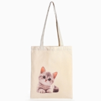 Шопер «Котик» 33,5 х 39,5 см., отдел без молнии, без подклада, белый Шопер «Котик» 33,5 х 39,5 см., отдел без молнии, без подклада, белый