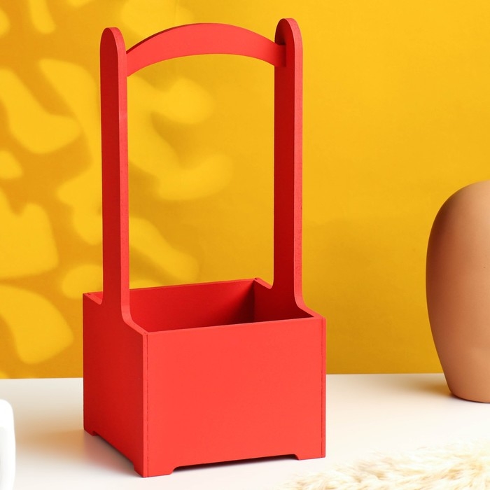 Кашпо - ящик деревянный 13,5х13,5х30 см, красный Кашпо - ящик деревянный 13,5х13,5х30 см, красный