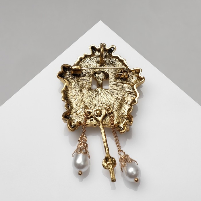 Брошь &laquo;Часы&raquo; старинные, цветная в чернёном золоте