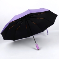 Зонт автоматический &laquo;Однотон&raquo;, с фонарем, 3 сложения, 10 спиц, R = 51/58 см, D = 116 см, цвет сиреневый