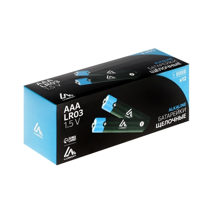 Батарейка алкалиновая (щелочная) Luazon, AAA, LR03-5BL, отрывной блистер, 5 шт