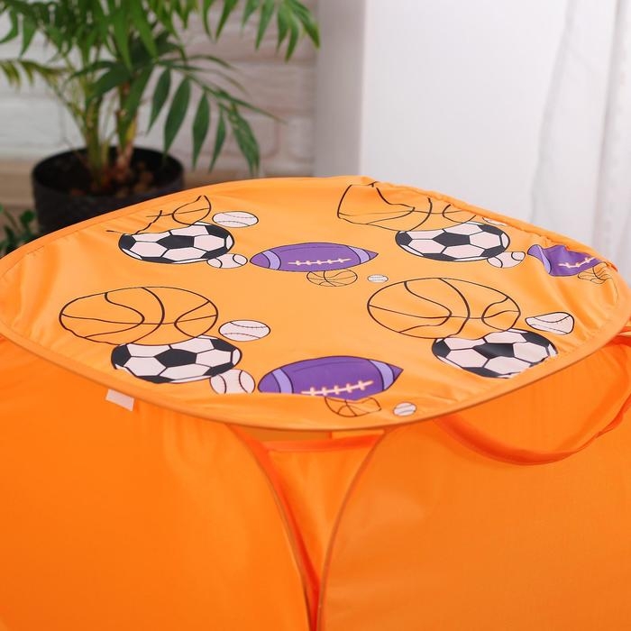 Корзина для игрушек &laquo;Баскетбол&raquo; с ручками и крышкой, цвет оранжевый