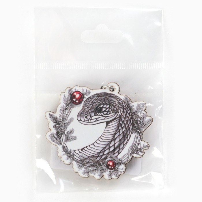 Брелок новогодний, для ключей, деревянный &laquo;Змея черная&raquo;, 5,2 х 9,3 см