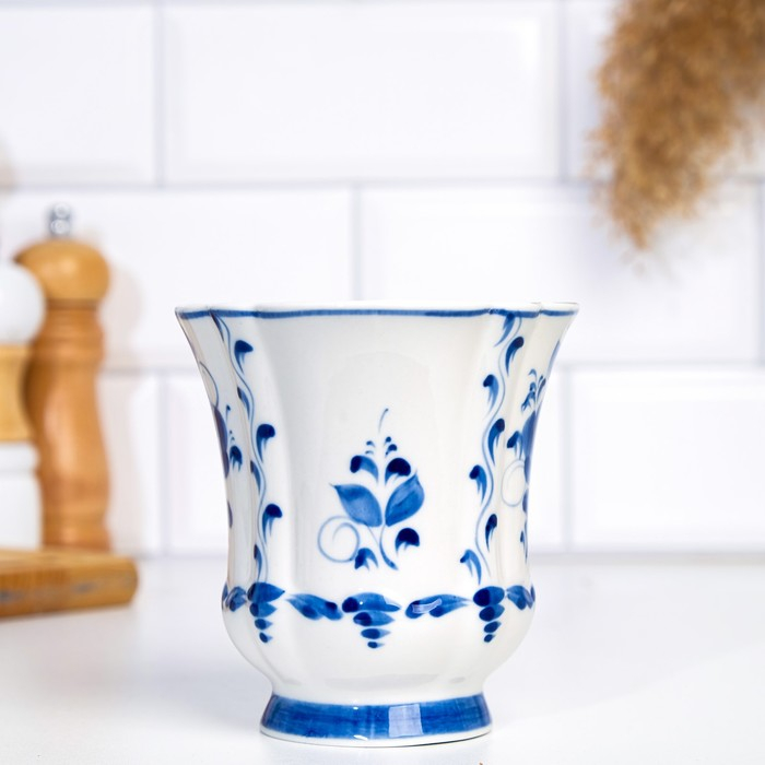 Кружка "Весна" ,авт. Голубенков Н.А., 14х10х11см,380мл, 1 сорт, гжель