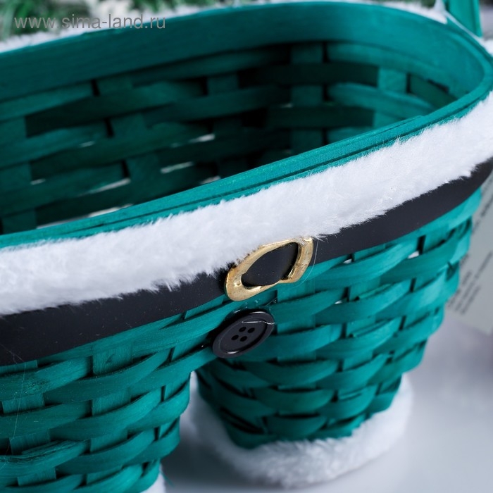 Корзина &laquo;Новогодние штаны&raquo;, зелёные, 23&times;12&times;13/23 см, шпон