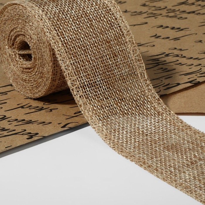 Лента из джута, 50 мм, 4,5 ± 0,5 м, цвет бежевый Лента из джута, 50 мм, 4,5 ± 0,5 м, цвет бежевый