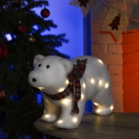 Светодиодная фигура «Мишка» 45 × 25 × 20 см, флок, батарейки ААх2 (не в комплекте), свечение тёплое белое Светодиодная фигура «Мишка» 45 × 25 × 20 см, флок, батарейки ААх2 (не в комплекте), свечение тёплое белое