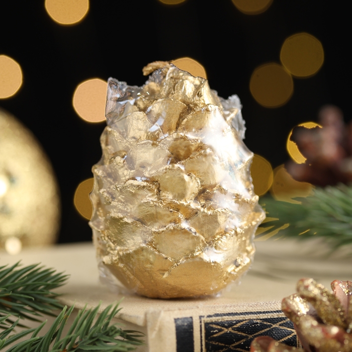 Свеча лакированная "Шишка", Золото, 6 см