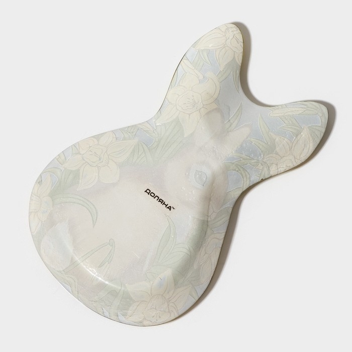 Блюдо стеклянное сервировочное Доляна &laquo;Кролик в цветах&raquo;, 21&times;13,5&times;1,8 см