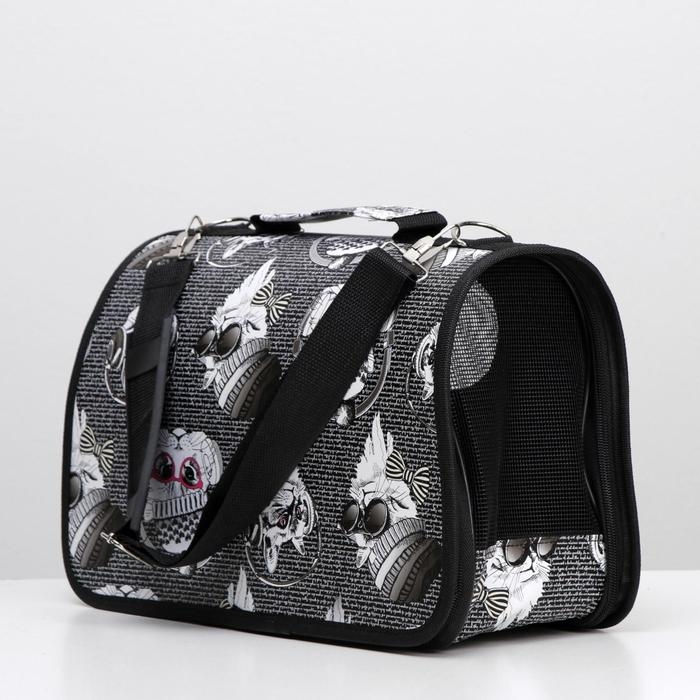 Сумка - переноска для животных Сумка - переноска для животных "Зимние коты", размер S, 37,5 х 17 х 22 см