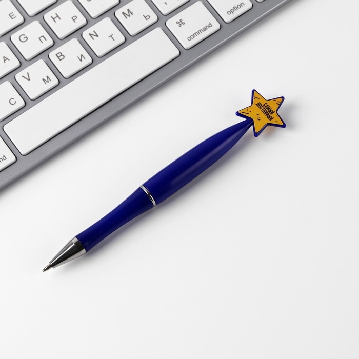 Ручка шариковая синяя паста &laquo;23/02&raquo;, пластик, со звездой на подложке-погон