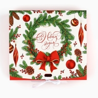 Коробка подарочная новогодняя складная двухсторонняя &laquo;Новогодние игрушки&raquo;, 20 х 18 х 5 см, Новый год