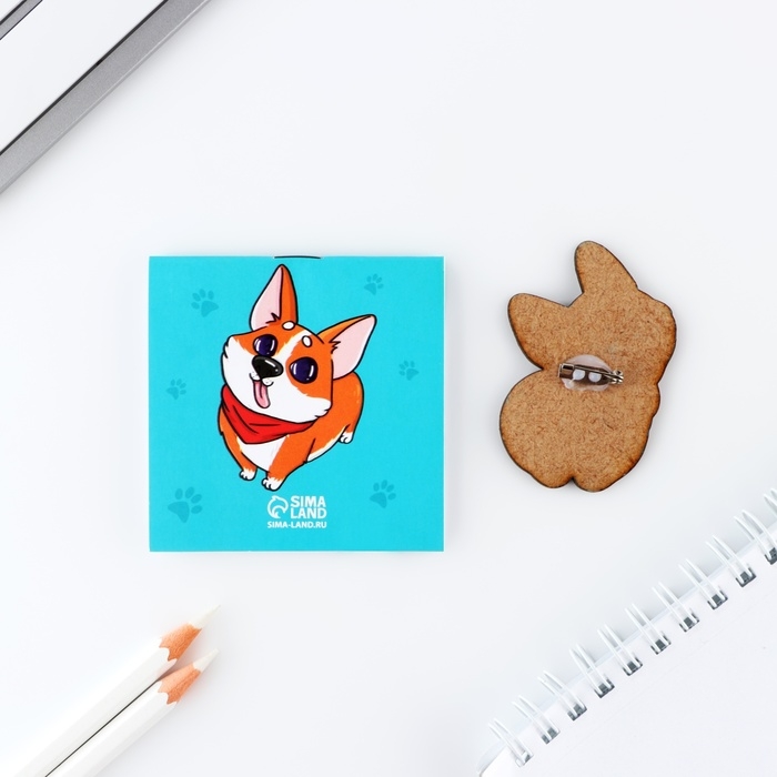 Подарочный набор блокнот и значок &laquo;Корги&raquo;