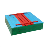 Песочница деревянная, с крышкой, 130 &times; 130 &times; 52 см, сосна, крашеная