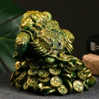 Копилка "Жаба на деньгах" зеленая с позолотой, 15х15х15см Копилка "Жаба на деньгах" зеленая с позолотой, 15х15х15см