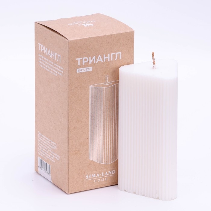 Свеча декоративная Свеча декоративная "Треугольник с гранями",6х12 см, пальмовый воск, белая, 12 ч Sima Home