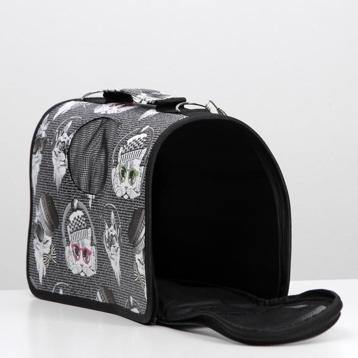 Сумка - переноска для животных Сумка - переноска для животных "Зимние коты", размер S, 37,5 х 17 х 22 см