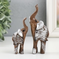 Набор фигурок полистоун &laquo;Два слоника в серебристой попоне&raquo;, 2 шт., 11&times;8.3&times;3.5 см