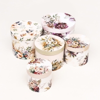 Набор шляпных коробок 5 в 1 "Пёстрые цветы" , 22 х 19,5 , 14 х 13 см