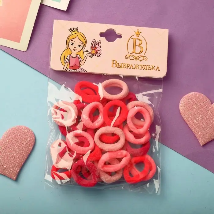 Резинки для волос &laquo;Выбражулька&raquo;, набор 30+-1 шт., ассорти, d=1.4 см, розовые