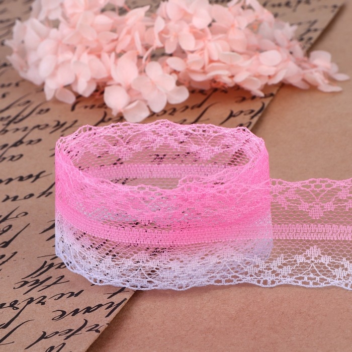 Кружево капроновое «Градиент», 35 мм × 10 ± 1 м, цвет розовый/сиреневый №3 Кружево капроновое «Градиент», 35 мм × 10 ± 1 м, цвет розовый/сиреневый №3
