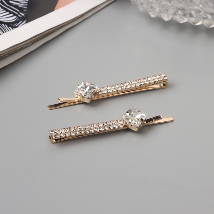 Невидимка для волос &laquo;Дилис&raquo; (набор 2 шт) грация, 5,5 см, золото