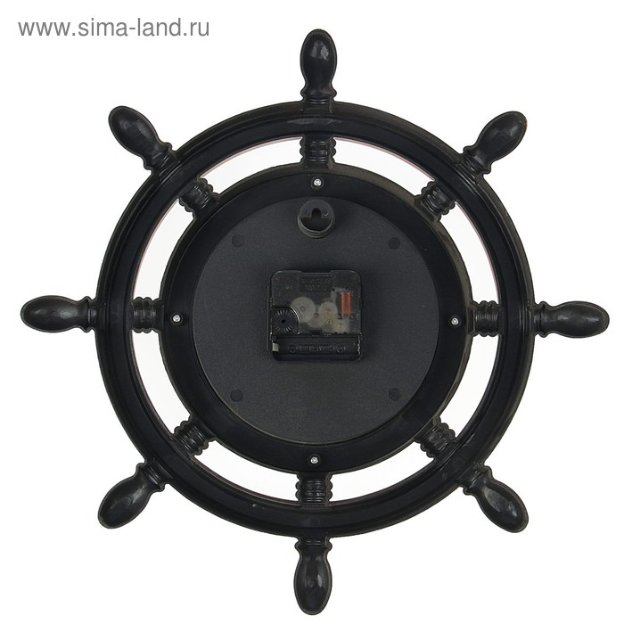 Часы настенные &laquo;Штурвал&raquo;, серия: Море, плавный ход, d=35 см, коричневые